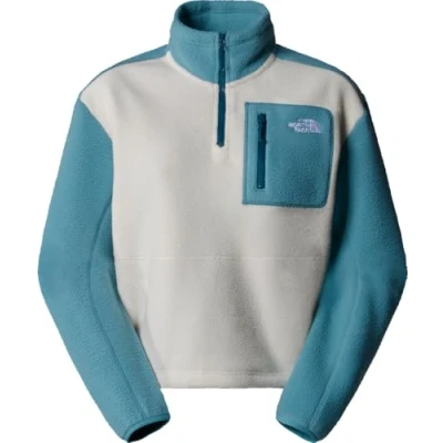 Image of The North Face Yumiori ¼ ZIP Fleece jumper, Women&#039;s, Size: Medium, Algae blue/white dune/midnight petrol