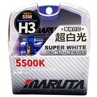 Image of MARUTA® H3 55W 12 V 5500K, Super White Series Xenon Gas Filled Headlight Bulbs (E4) With Advanced Technology