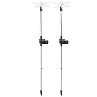 Image of Atyhao Pathway Lights, 2Pcs/Set Unique Dragonfly Solar LED Lawn Light Color Changing Garden Stake Decoration
