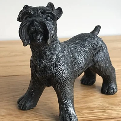 Image of Animal Crackers Cute antique silver effect Schnauzer Ornament Sculpture Figurine Decoration ideal dog lover gift