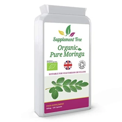 Image of Organic Moringa Oleifera 500mg 120 Capsules 100% Pure &amp; Non GMO Soil Association Certified Suitable for Vegans Vegetarians