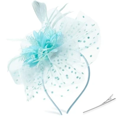 Image of DRESHOW Fascinators Hat Feather Headband Women&#039;s Tea Party Headwear with Clip Flower Head Band for Girls &amp; Women