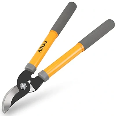 Image of AIRAJ Bypass Loppers, More Power Less Effort Branch Lopper, Hardened Steel Blades with Non Stick Coating,Bypass Loppers and Tree Trimmer Length: 38.5 cm, Quality Gardening Lopper Gray/Orange