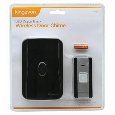 Image of Kingavon Branded LED Digital BLACK Colour WIRELESS DOOR CHIME
