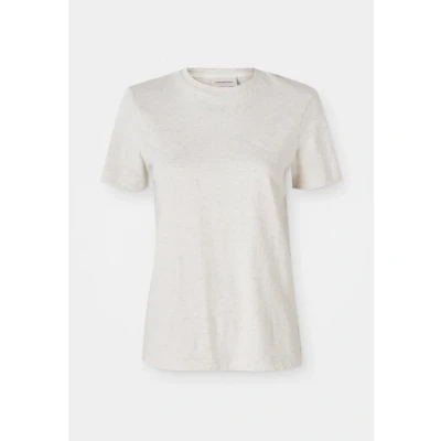 Image of Calvin Klein Women’s Short Sleeve Round Neck Archive Jersey T Shirt, Beige (Vanila Heather), L