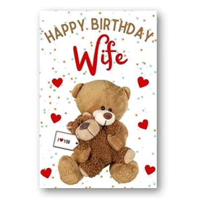 Image of Second Ave Wife I Love You Bear Cute Happy Birthday Card Greetings