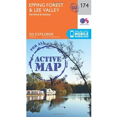 Image of Epping Forest &amp; Lee Valley Map Weatherproof Hertford Harlow Ordnance Survey OS Explorer Active 174 England Walks Hiking Maps Adventure