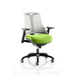 Image of Flex Task Operator Chair Black Frame White Back Bespoke Colour Seat Myrrh Green