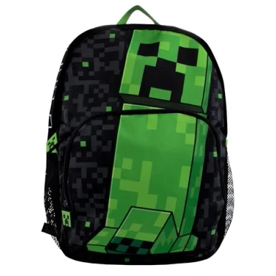 Image of Minecraft Backpack Gaming Creeper Boys Backpacks Gamer For Kids Black One Size