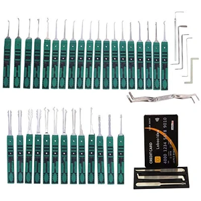 Image of Loboo Idea Klom 32 Piece Lock Pick Set and 5 Pieces Credit Card Style Set, Tools Opener Locksmith Tool, for Training Practice
