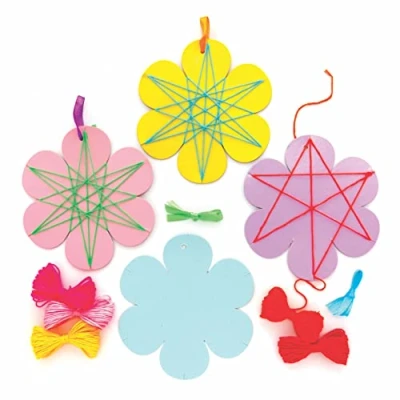 Image of Baker Ross Flower Weaving Kits Pack of 8, for Kids (AX867)
