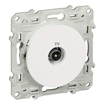 Image of Prise télévision odace enjoliveur blanc, vis, 1