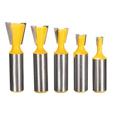 Image of Gasea 5pcs 1/2 Inch Shank Half blind &amp; Through Dovetail Joint Router Bit, 1/4&quot; 1/2&quot; 3/8&quot; 5/8&quot; 3/4&quot; Woodworking Milling Cutter Tools