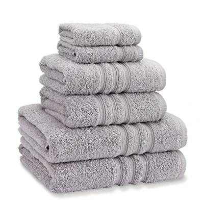 Image of Catherine Lansfield Zero Twist Soft &amp; Absorbent Cotton 6 Piece Towel Set Silver Grey