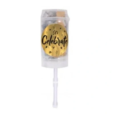 Image of Christmas Gold &amp; Silver Paper Confetti Push Pop Assorted Designs