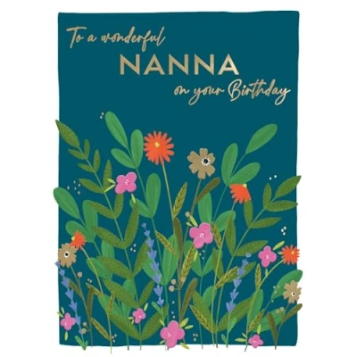 Image of Wonderful Nanna On Your Birthday Flower Power! Contemporary Card ELML059