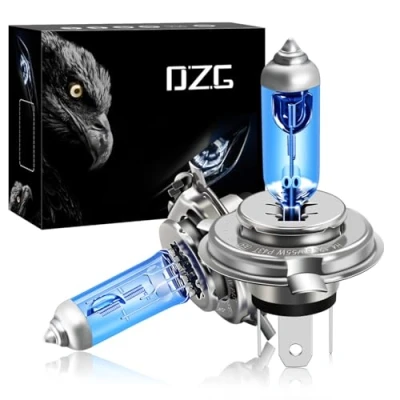 Image of DZG H4 P43t Halogen Bulbs 12V 60/55W Super Bright White Headlight Lamps 5500K for Car Motorcycle, 2 Pieces