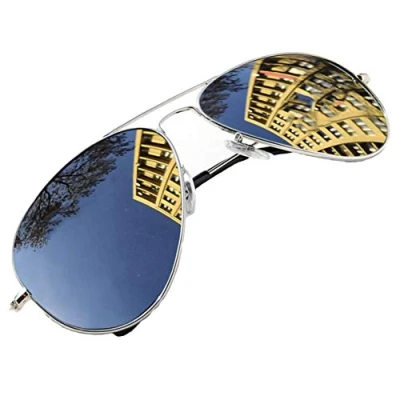 Image of 4sold, Unisex sunglasses 70’s Designer style, Men &amp; Women Pilot metal frame, UV 400 protection lens Mirrored sunglasses, one size, vibrant colors Fits all