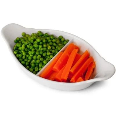 Image of Genware Royal 2 Division Vegetable Dish 28cm Porcelain Dishes, White Veg Side Dishes Oven to Tableware