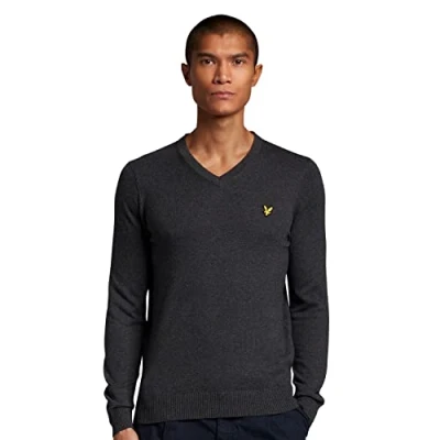 Image of Lyle &amp; Scott V NECK Jumper, Men&#039;s, Size: Medium, Charcoal