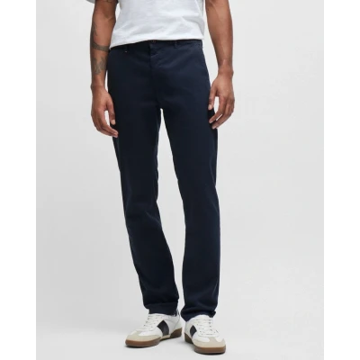 Image of BOSS Mens Chino Slim fit Chinos in Stretch Cotton Satin