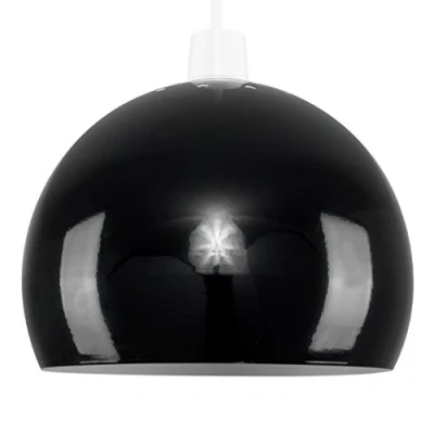 Image of MiniSun Mini Retro Gloss Black Arco Style Dome Ceiling Pendant Light Shade