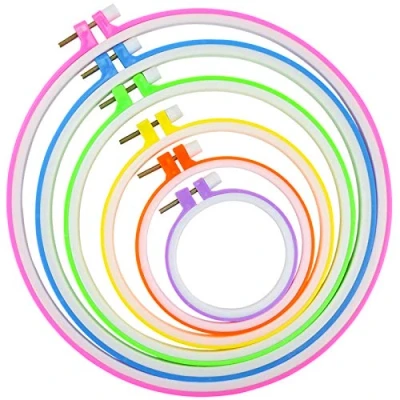 Image of Similane 6 Pieces Embroidery Hoops, Plastic Circle Cross Stitch Hoop Ring 3.4 inch to 10.2 (Multicolor) for and