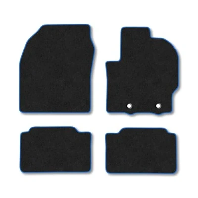 Image of Car Mats Compatible with Toyota Yaris Hybrid (2020 ) Tailored Fit Blue Carpet Floor Set Accessory Custom 4 Pieces Anti Slip Backing &amp; Binding Trim Edge