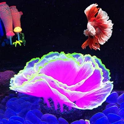 Image of Aquarium Coral Ornament Glowing Effect Decor Resin Fish Tank Plants Decoration for Landscape