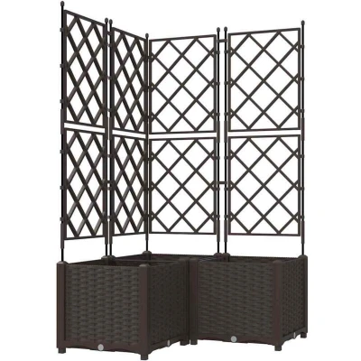 Image of vidaXL Garden Planter with Trellis 3 pcs Brown 80x80x143 cm