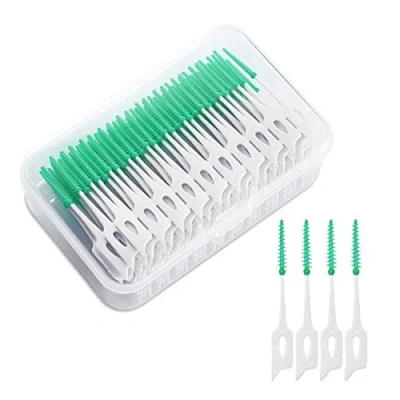 Image of MIVAIUN 200 PCS interdental Brushes Dental Floss Brush Adaptive Dual Use Sticks Portable Oral Tooth Clean Gap for Protecting Teeth(Green)