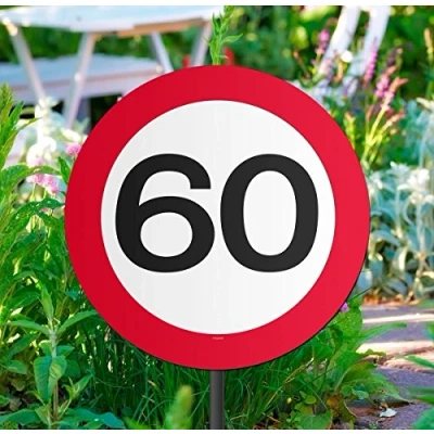 Image of Creative 05035 Traffic Sign 60 Years Ø 26 cm Garden Decoration, red/White
