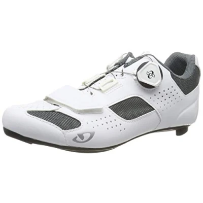 Image of Giro Unisex Adult Espada (Boa) Road Cycling Shoes, White/Silver, Size 37.5