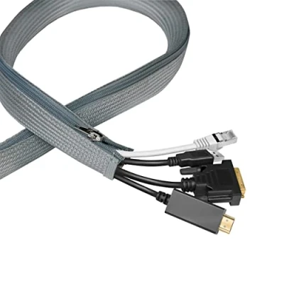 Image of LogiLink KAB0071 Cable Tube with Zip to Protect the Cables and for a Tidy Look, Diameter 20 mm, 1 m, Grey