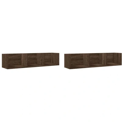 Image of vidaXL Wall Cabinets 2 pcs Brown Oak 75x18x16.5 cm Engineered Wood