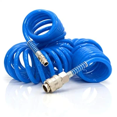 Image of eyepower 7.5m Compressor Airline Hose 1/4&quot; 10 Bar Compressed Air Coiled PU High Flow