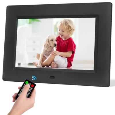 Image of 7 Inch Digital Picture Photo Frame 1024x768P Music Video Player with Remote Control 4 Windows Display/Multi Slideshow/Calendar/Clock Alarm Function Electronic Frames