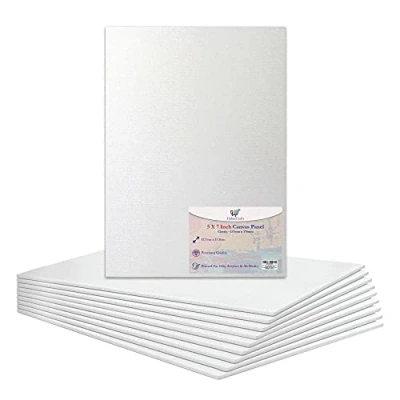 Image of 5 X 7 Canvas Panel Stretched Blank Board Primed Artist Boards 100% Cotton for Oil Paint Acrylic Painting Mixed Media White Canvases (5x7 Inch 10 Boards)