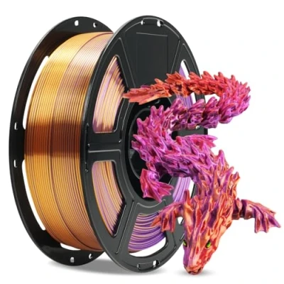 Image of FLASHFORGE Silk Tri Color PLA Filament 1.75mm, Coextrusion Gold Red Purple Triple Rainbow 3D Printer Filament, Enchanting Finish with 360 Multicolor Shifting Effect