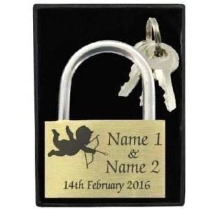 Image of Anniversary, Valentines Present, Wedding Favour 40mm Love Lock Personalised Engraved Padlock (Cupid)