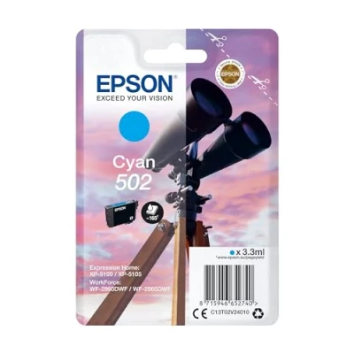 Image of Epson Original 502 Ink Binoculars (XP 5100, XP 5105, WF 2860DWF, 2865DWF) Cyan Standard Normal Packaging