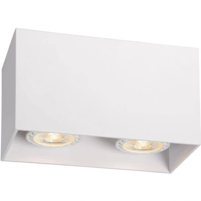 Image of Lucide Bodi downlight, angular, white, GU10, 2 bulb, aluminium