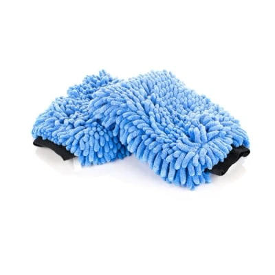 Image of The Rag Company Premium Chenille Microfiber Knobby Wash Mitts Perfect for Car Washing and Detailing; Scratch Free, Lint Double Sided, Plush, Absorbent; Blue (2 Pack)