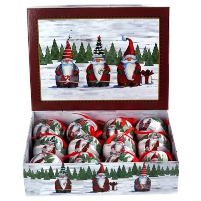 Image of Christmas Gonk Baubles In Gift Box Tree Decorations Set of 12