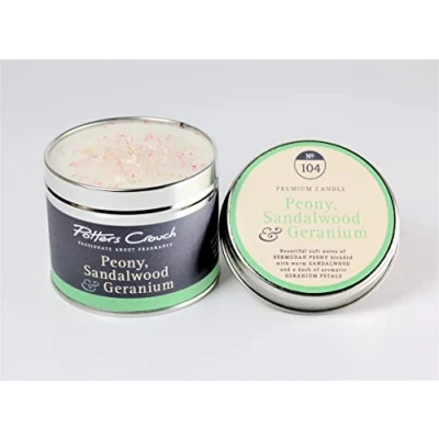 Image of Potters Crouch Scented Candle in a Tin Peony, Sandalwood &amp; Geranium