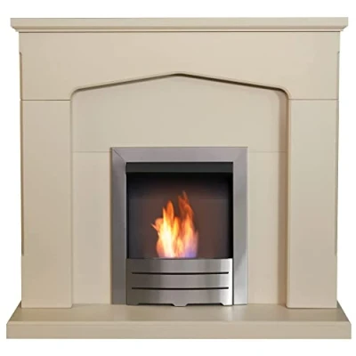 Image of Adam Cotswold Fireplace in Stone Effect with Colorado Bio Ethanol Fire Brushed Steel, 48 Inch