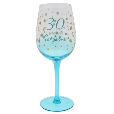 Image of Shudehill Giftware Gold Speckle Birthday Special Age Colourful Wine Glass 18th, 21st, 30th, 40th, 50th, 60th, 70th Gift (30)