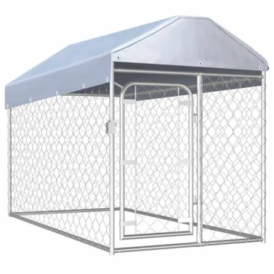 Image of vidaXL Outdoor Dog Kennel with Roof 200x100x125 cm