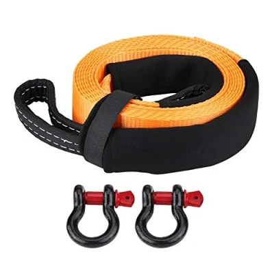 Image of Tow Towing Pull Rope Strap,2 Inch 5T 5M High Strength Racing Car Strap &amp; 2 Small Sheaths Hooks
