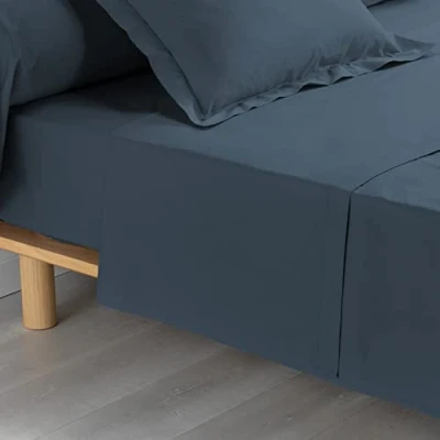 Image of douceur d&#039;intérieur, Flat Sheet (180 x 290 cm) Percaline Blue, Cotton Percale